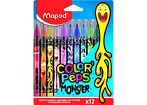 Marcadores Feltro Escolar MAPED Color Peps Monster 12Cores 