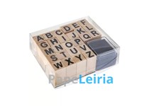 Carimbos Madeira Alfabeto 26Peças C/ 2 tintas 