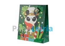 Saco Papel Fantasia Asa Cordão Natal Panda 35x12x40Cm 744594