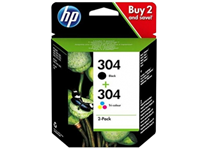 Pack Tinteiros HP 304 Preto / Cor 3JB05A 4ml / 2ml