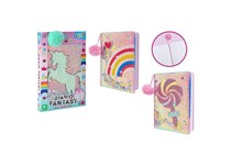 Diario glitter c/ pompom 80pp 3 modelos Sortido