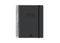 Agenda escolar diaria A5 2025/26 espiral FINOCAM ikon 16 meses negro com elastico 626710126 e10