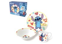 Conjunto de Ceramica STITCH Prato Taça e Caneca