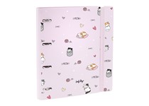 Dossier Inteligente 360º - 100Folhas Quadriculadas100gr + 4 Separadores + 1Pasta Pink Kitty Roll - LOVELY STORY 