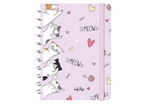 Smart Book A4 C/Sistema de Discos 100 Folhas Pautadas 100Gr Pink Meow Love - LOVELY STORY 