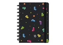 Smart Book A4 com sistema de discos - 100 Folhas Pautadas 100grs - Preto Pixel Blocks - LovelyStory 