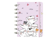 Smart Book A5 C/Sistema de Discos 100 Folhas Pautadas 100Gr Rosa Meow Love - LOVELY STORY 