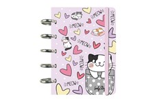 Smart Book A6 C/Sistema de Discos 100 Folhas Pautadas 100Gr Rosa Meow Love - LOVELY STORY 